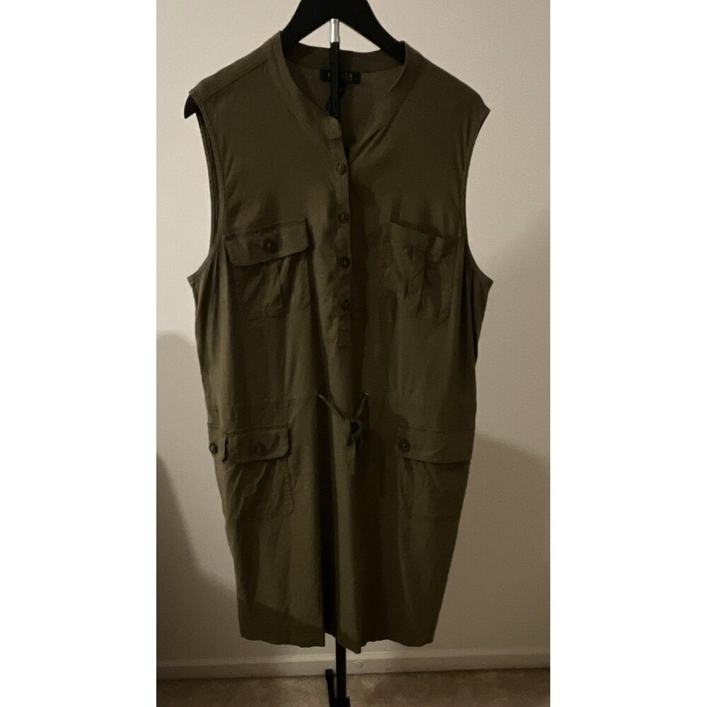 Lauren Ralph Lauren Women's XL Green Solid Woven Sleeveless dress
